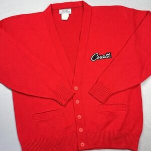 Vintage Corvette Cardigan Sweater Men Large Red EACorp Sportswear USA‎ 80s Car